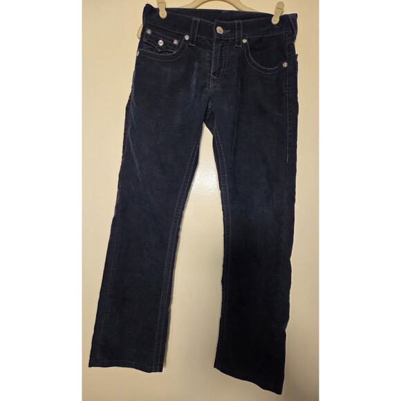 True Religion Corduroy Pants Mens 29x28 Deep Blue Straight Leg Flap Pockets - Picture 2 of 10
